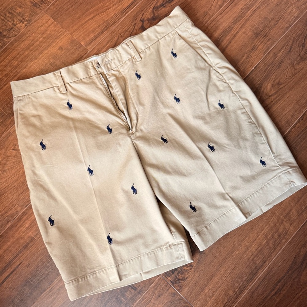 Ralph Lauren Tan Shorts with Embroidered Motif